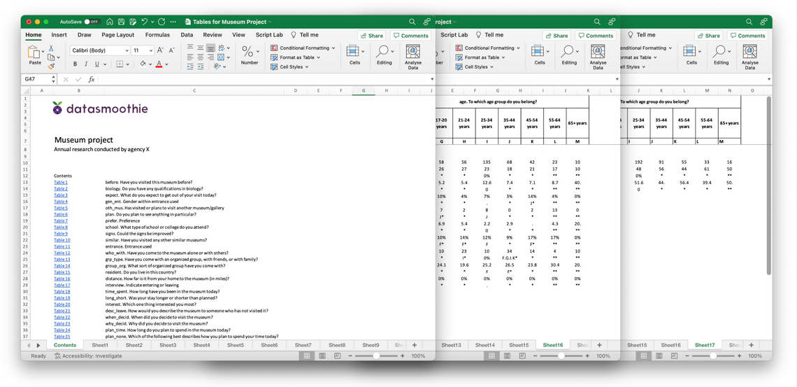 Tally supports building large Excel data files and granular control